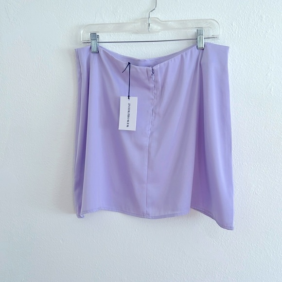 WEWOREWHAT  Fairy Core Heather Lavender Satin Charmeuse Mini Slip Skirt Size XL - Picture 2 of 6